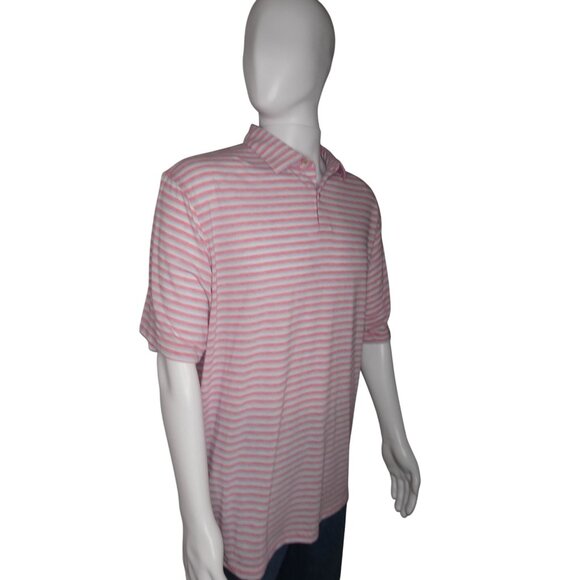 Peter Millar Golf Shirt Pink Stripes Size XL - Picture 3 of 9